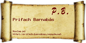 Prifach Barnabás névjegykártya